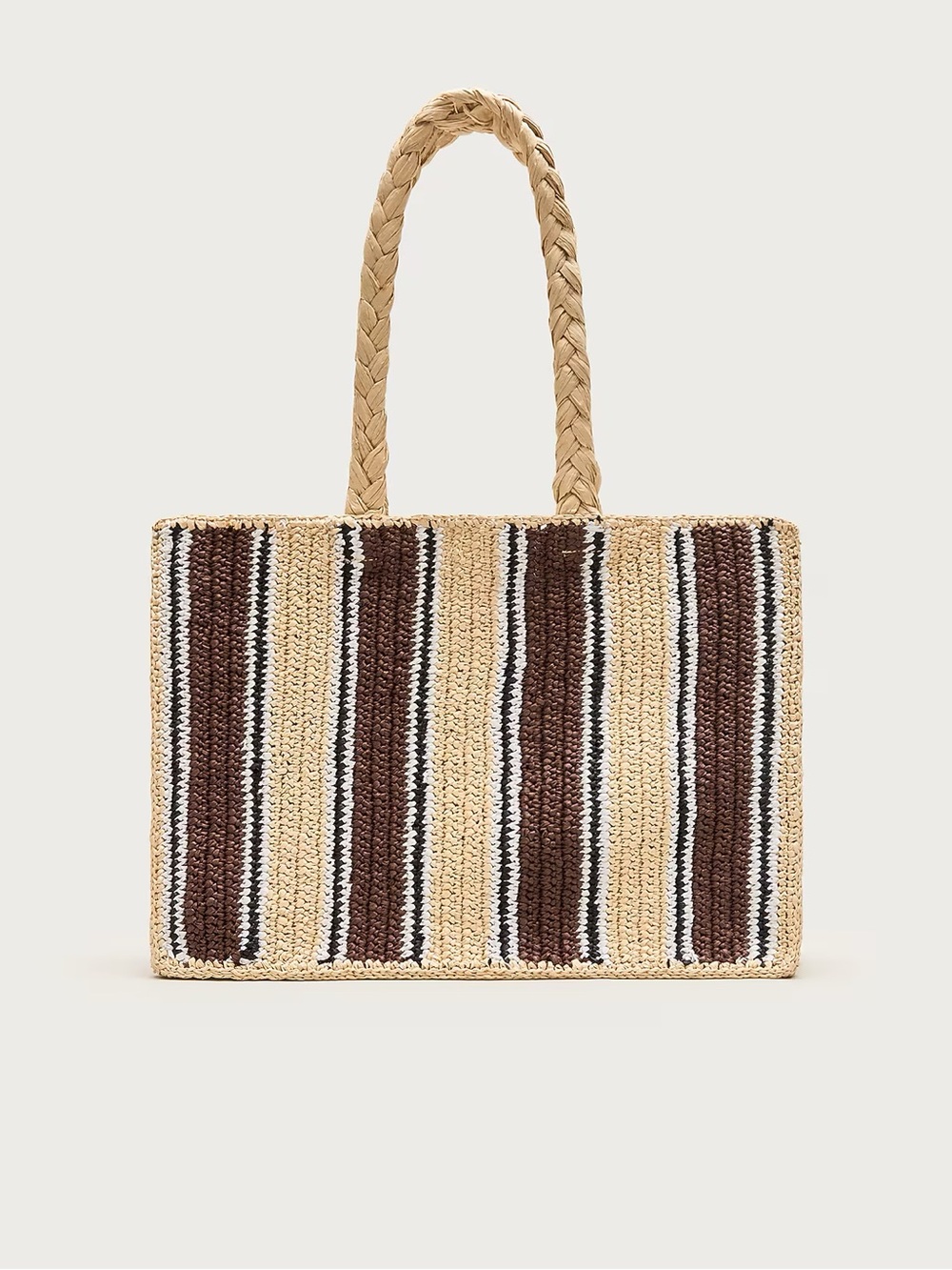 J. Crew Striped Woven Straw Tote in Natural, Brown and White - Picture 4 of 5